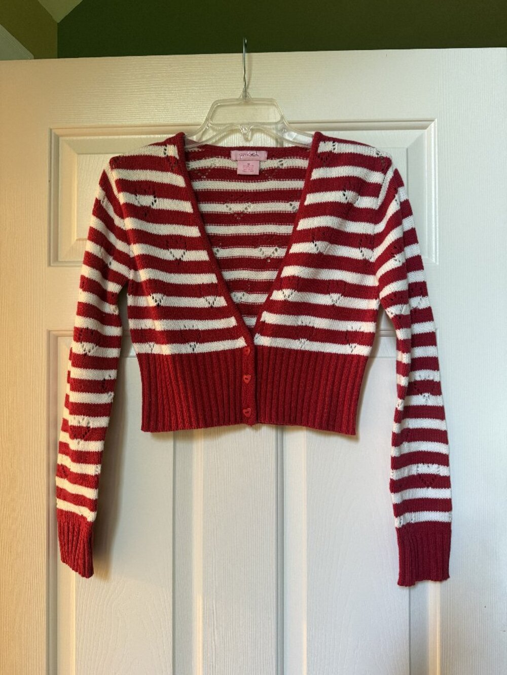 Red/white Stripe Pinkish teens Cardigan size M